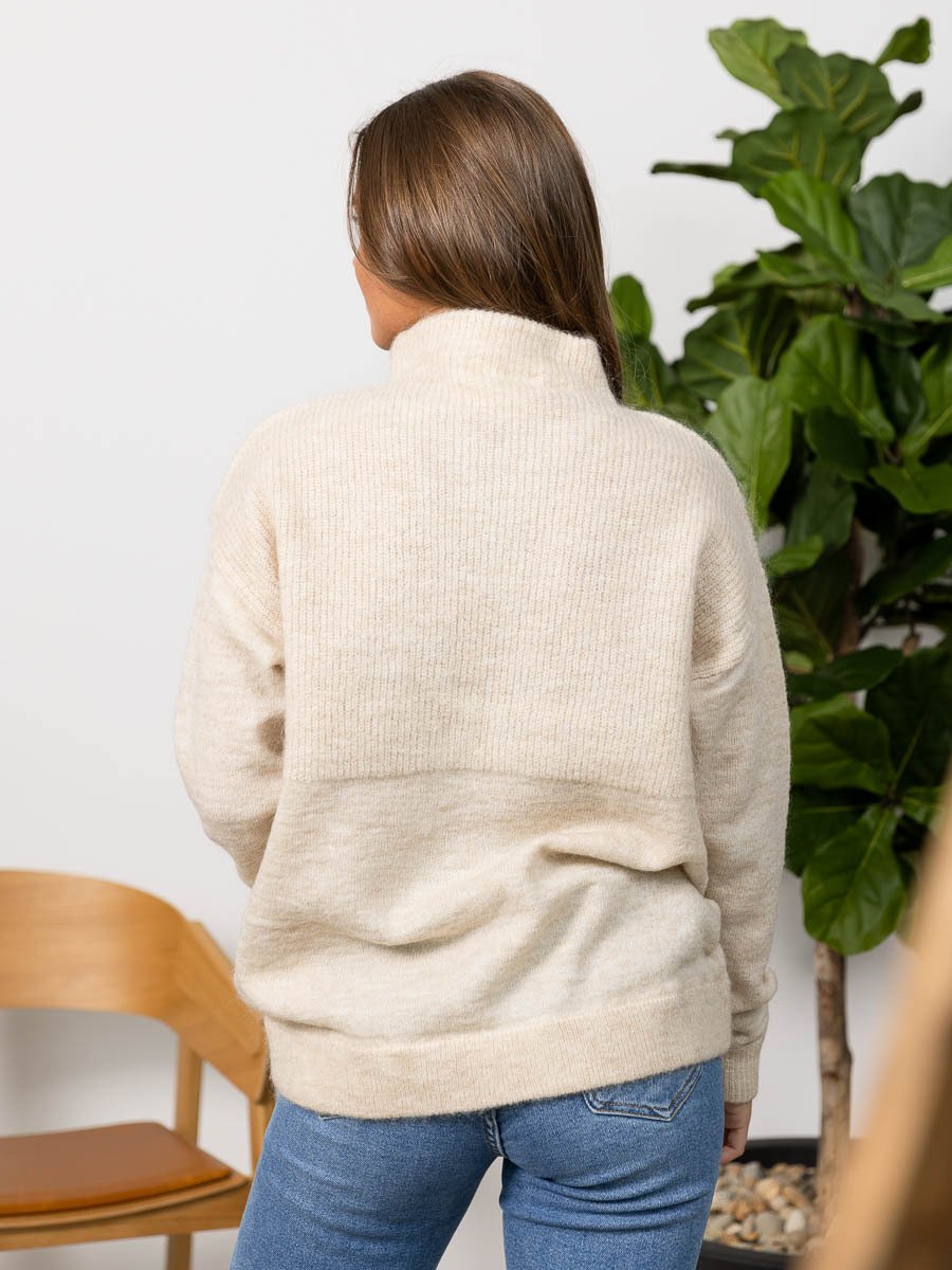 Selected Femme Mola Long Sleeve Knit Highneck Birch Melange