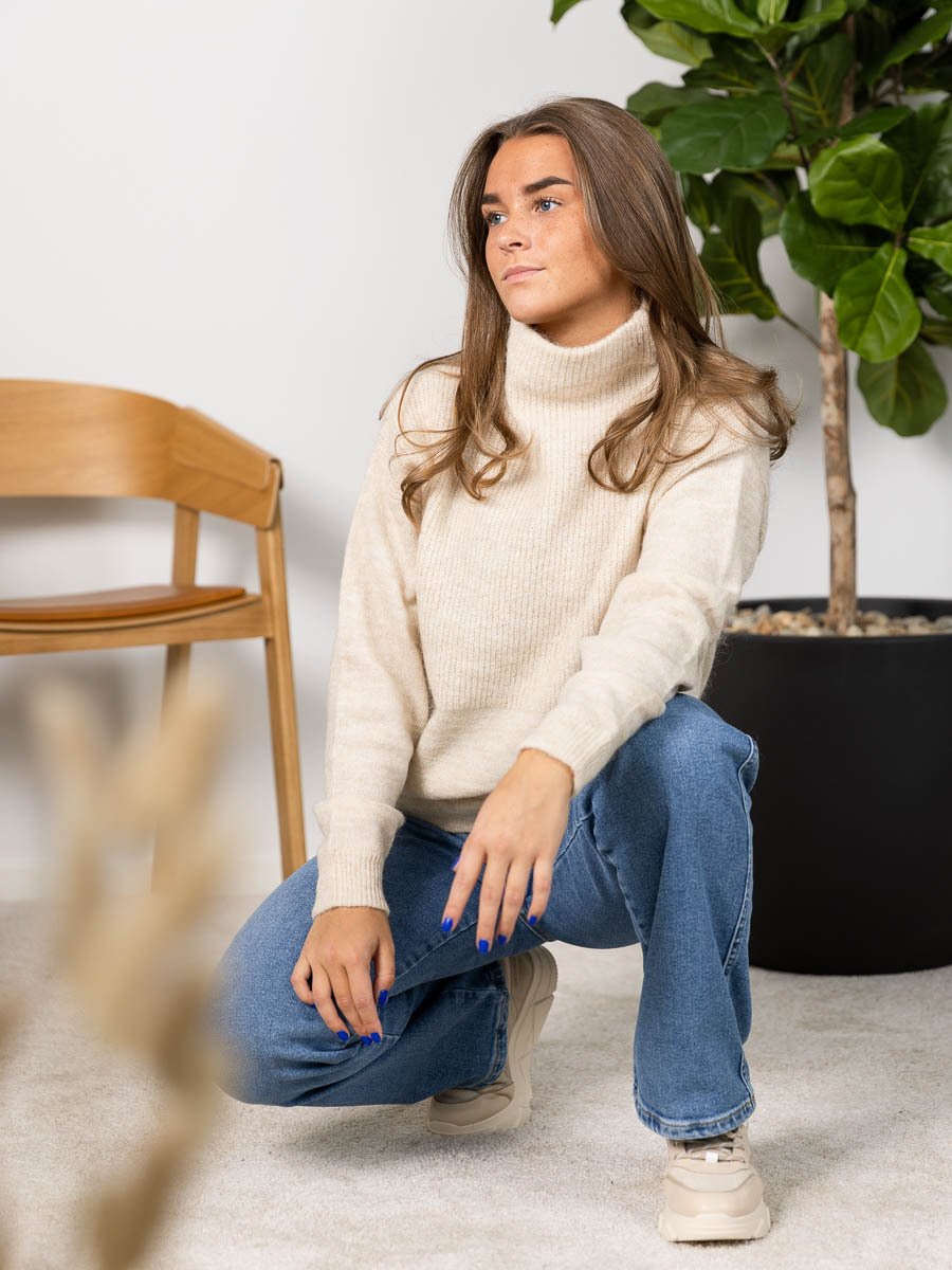 Selected Femme Mola Long Sleeve Knit Highneck Birch Melange