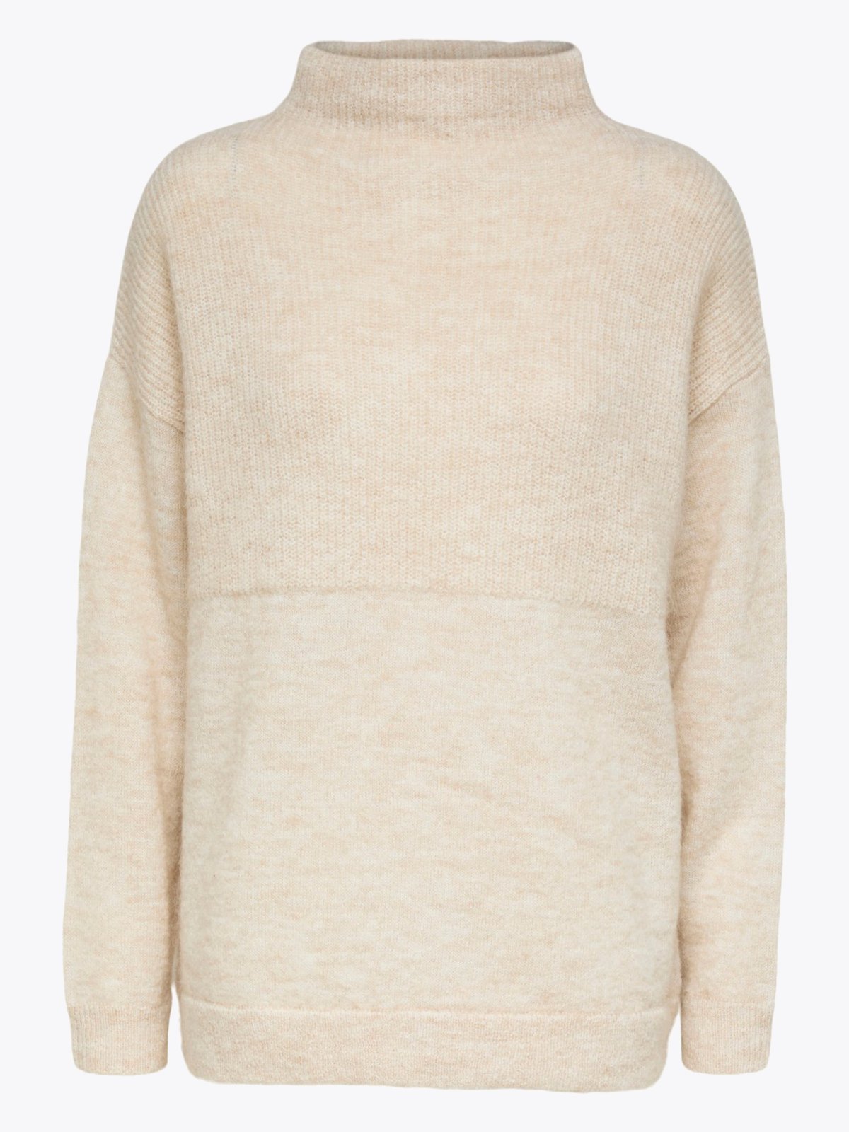 Selected Femme Mola Long Sleeve Knit Highneck Birch Melange