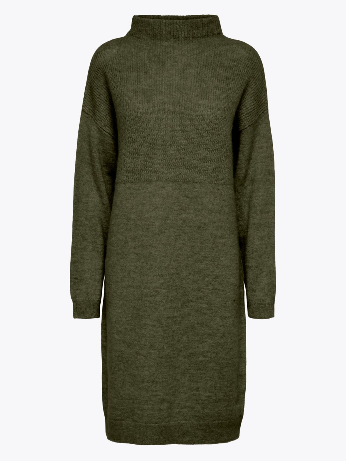 Selected Femme Mola Long Sleeve Knit Highneck Dress Ivy Green