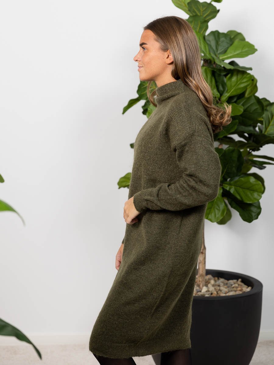 Selected Femme Mola Long Sleeve Knit Highneck Dress Ivy Green