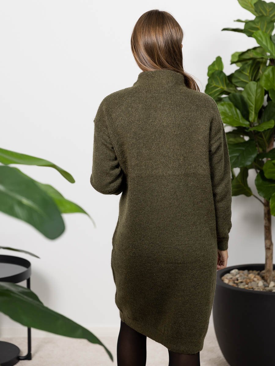 Selected Femme Mola Long Sleeve Knit Highneck Dress Ivy Green