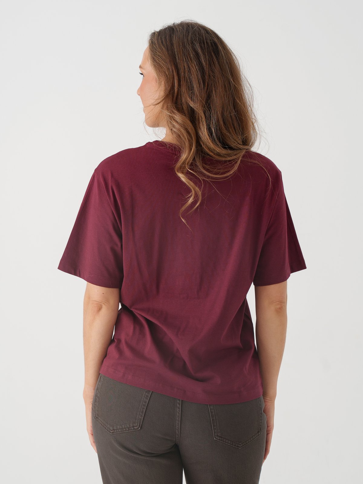 Selected Femme Vilja Short Sleeve Printed Tee Burgunder