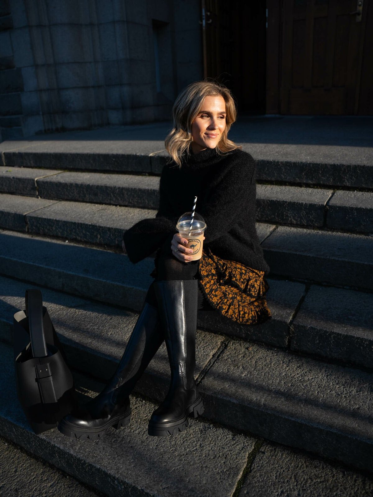 Selected Femme Gabella Long Sleeve Knit High-Neck Black