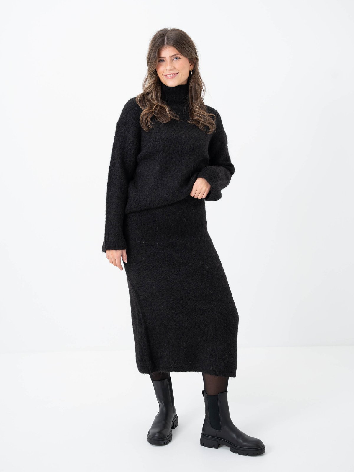 Selected Femme Gabella Long Sleeve Knit High-Neck Black