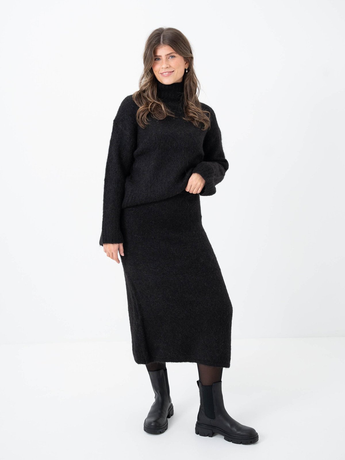 Selected Femme Gabella Long Sleeve Knit High-Neck Black