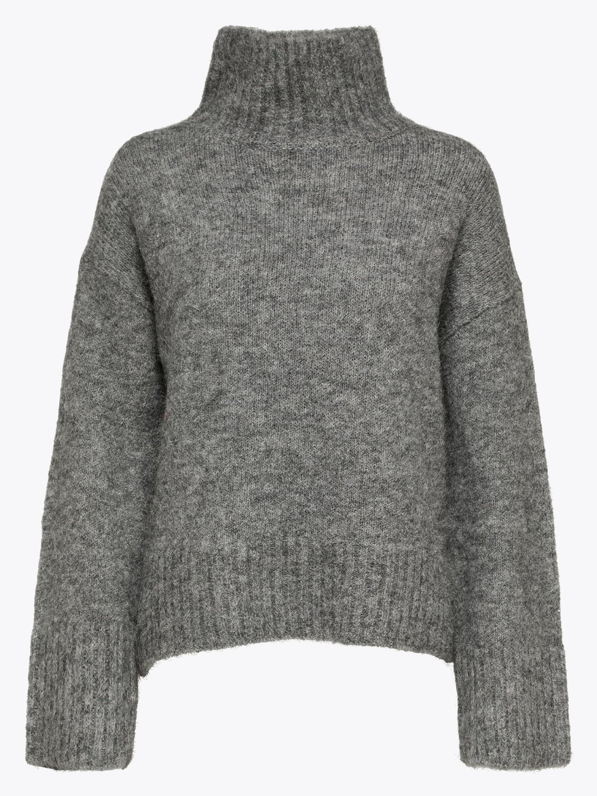 Selected Femme Gabella Long Sleeve Knit High-Neck Light Grey Melange