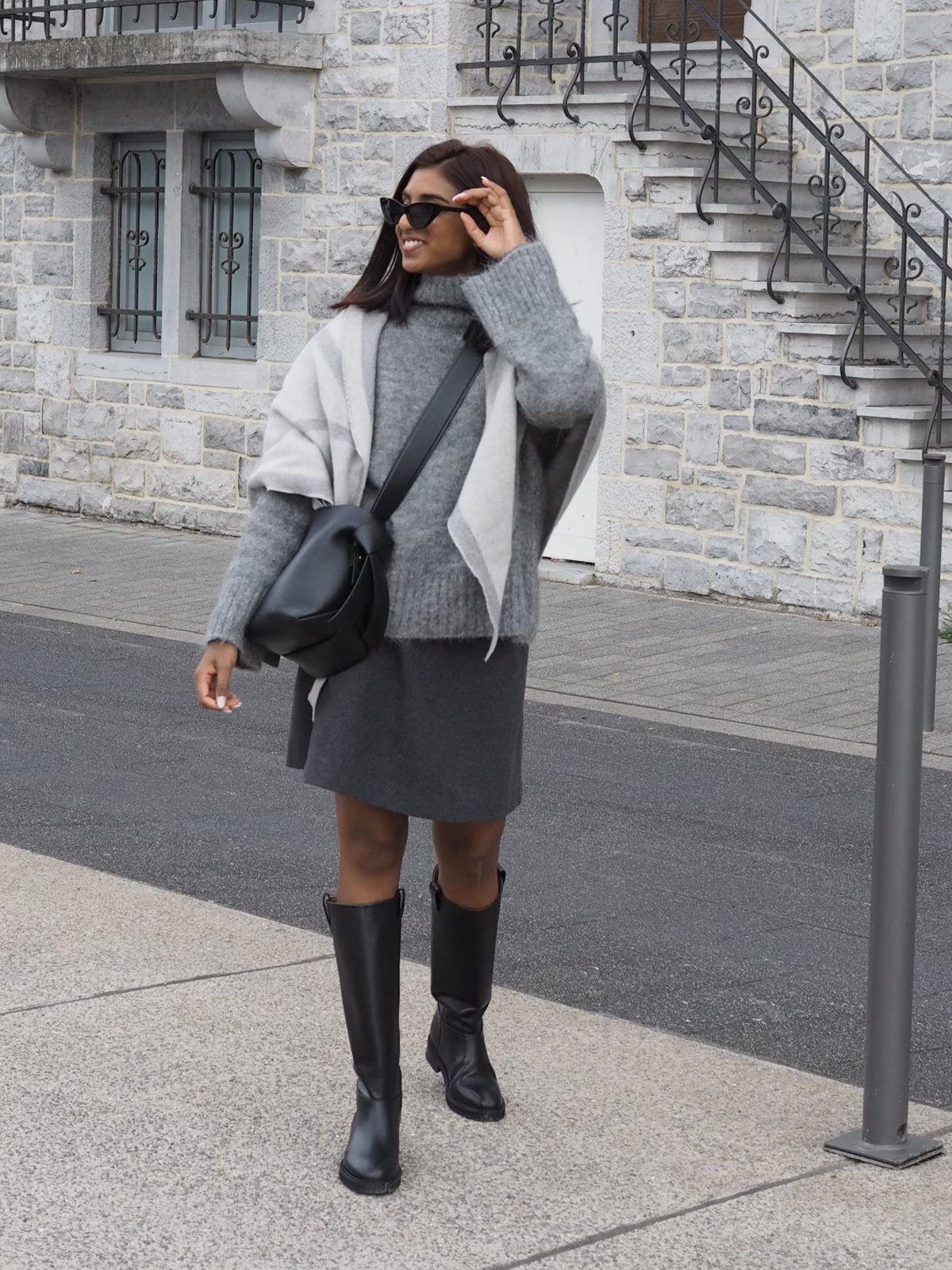 Selected Femme Gabella Long Sleeve Knit High-Neck Light Grey Melange