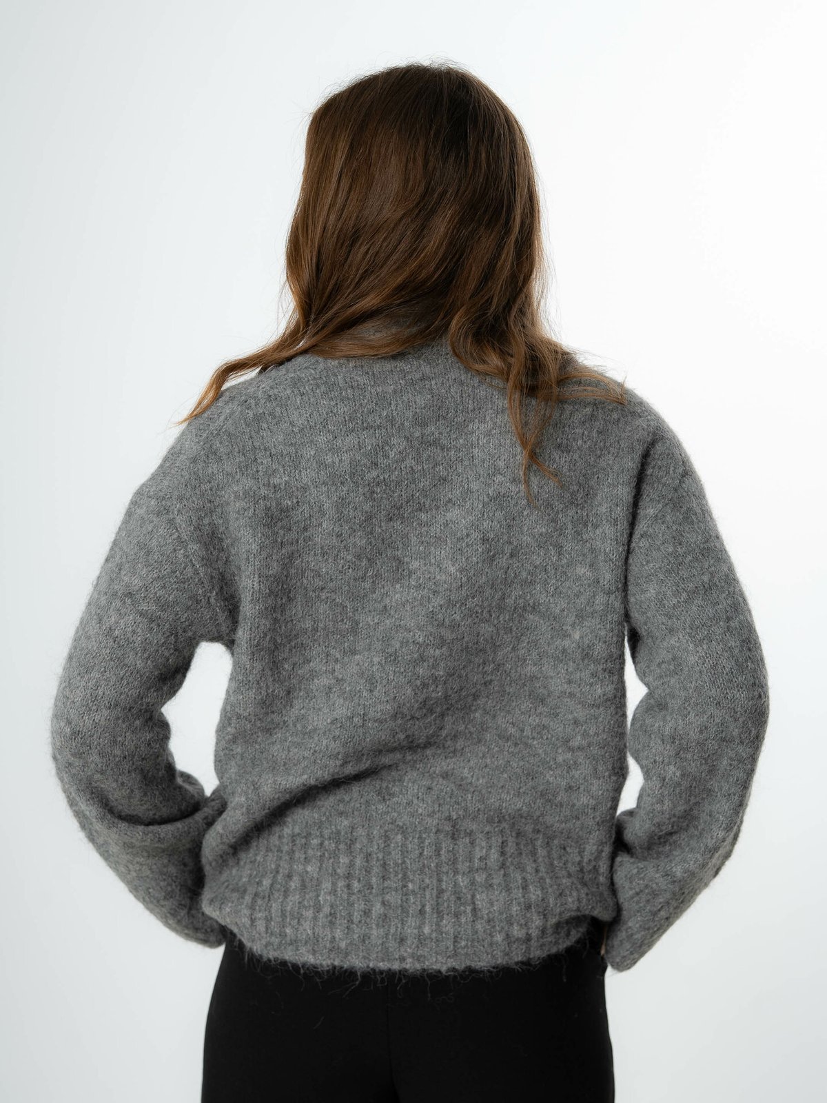 Selected Femme Gabella Long Sleeve Knit High-Neck Light Grey Melange