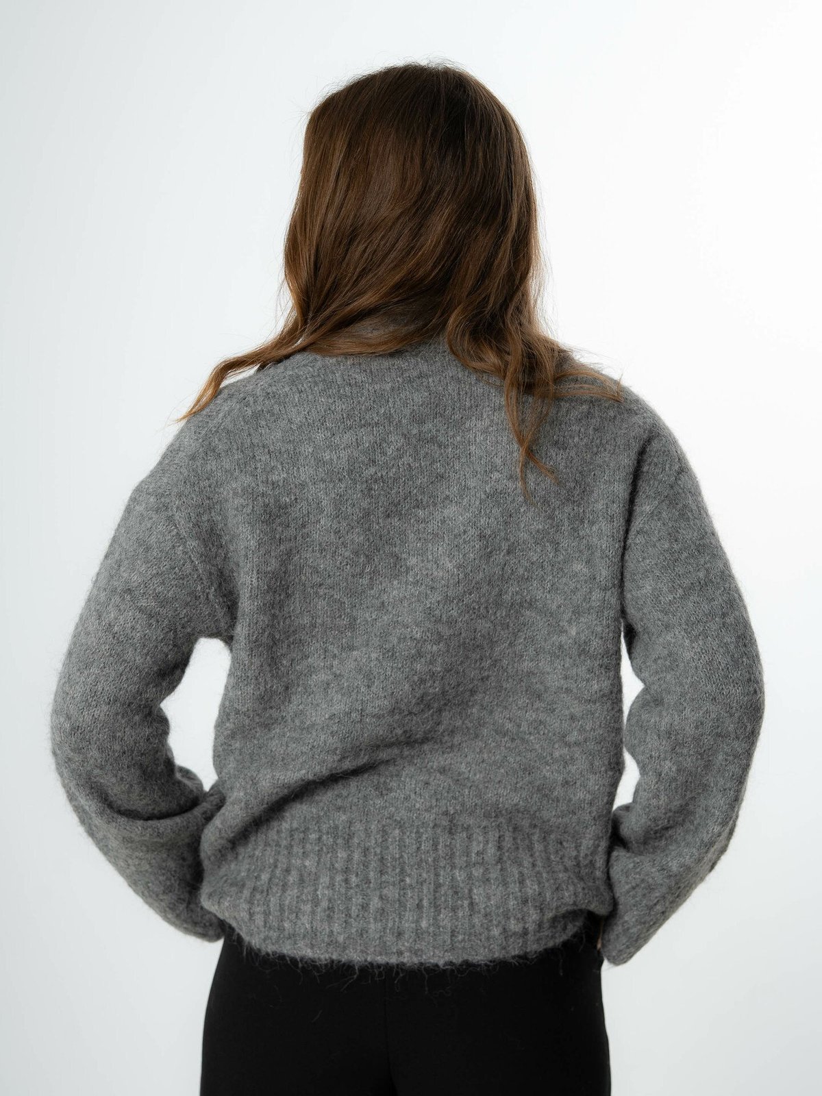 Selected Femme Gabella Long Sleeve Knit High-Neck Light Grey Melange