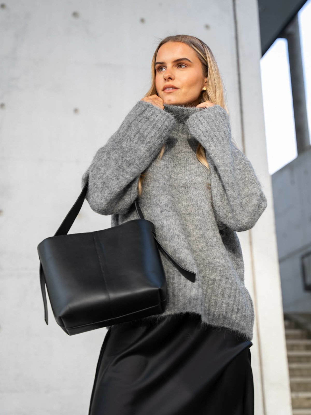 Selected Femme Gabella Long Sleeve Knit High-Neck Light Grey Melange