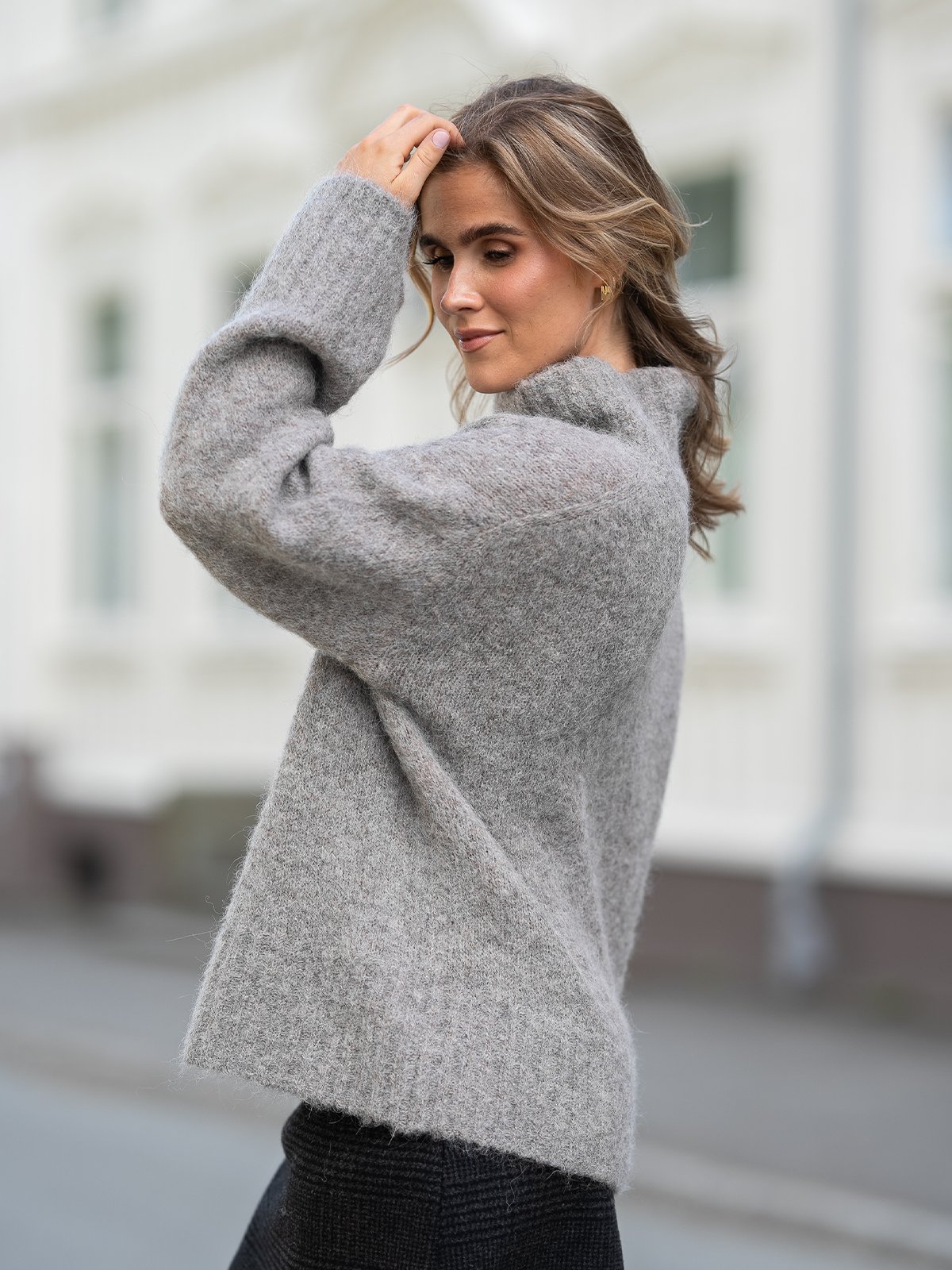 Selected Femme Gabella Long Sleeve Knit High-Neck Steel Gray MELANGE