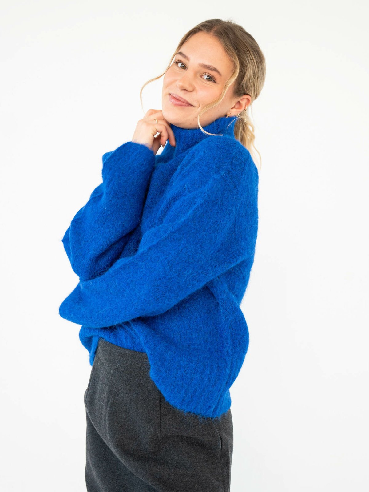 Selected Femme Gabella Long Sleeve Knit High-Neck Surf the Web Melange