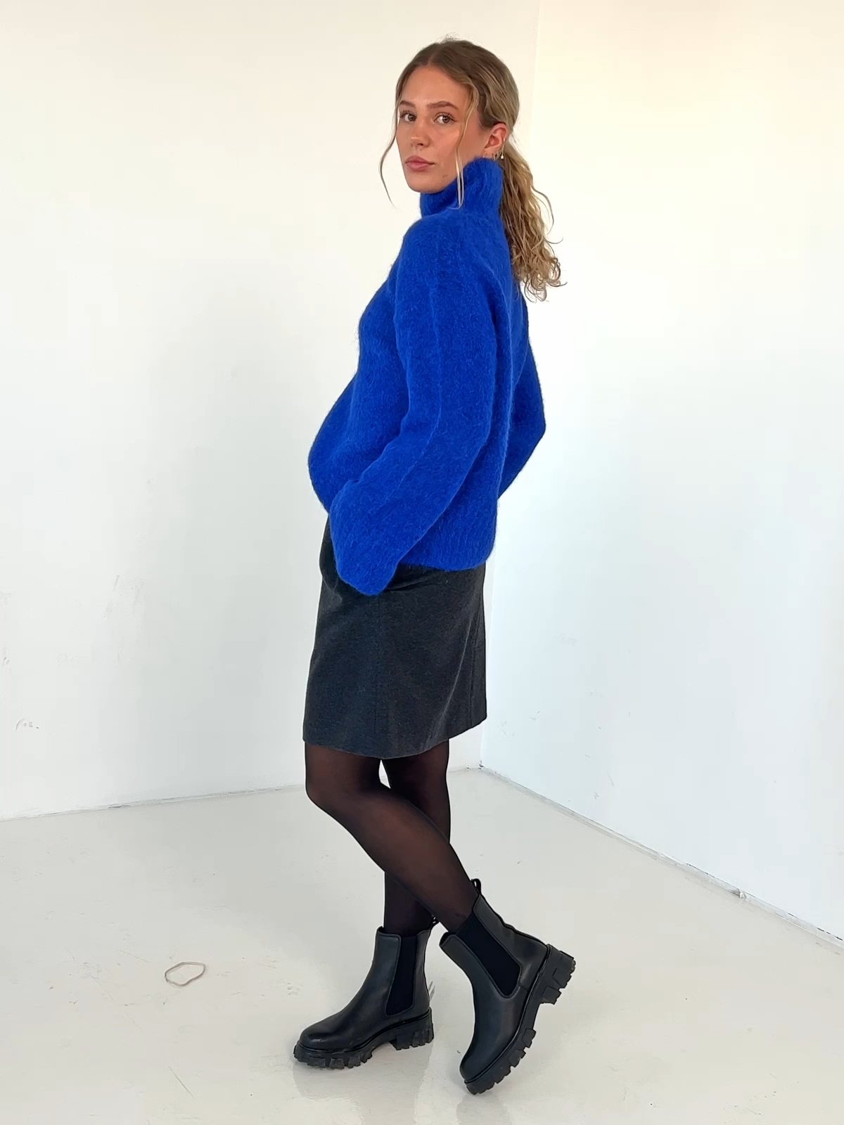 Selected Femme Gabella Long Sleeve Knit High-Neck Surf the Web Melange