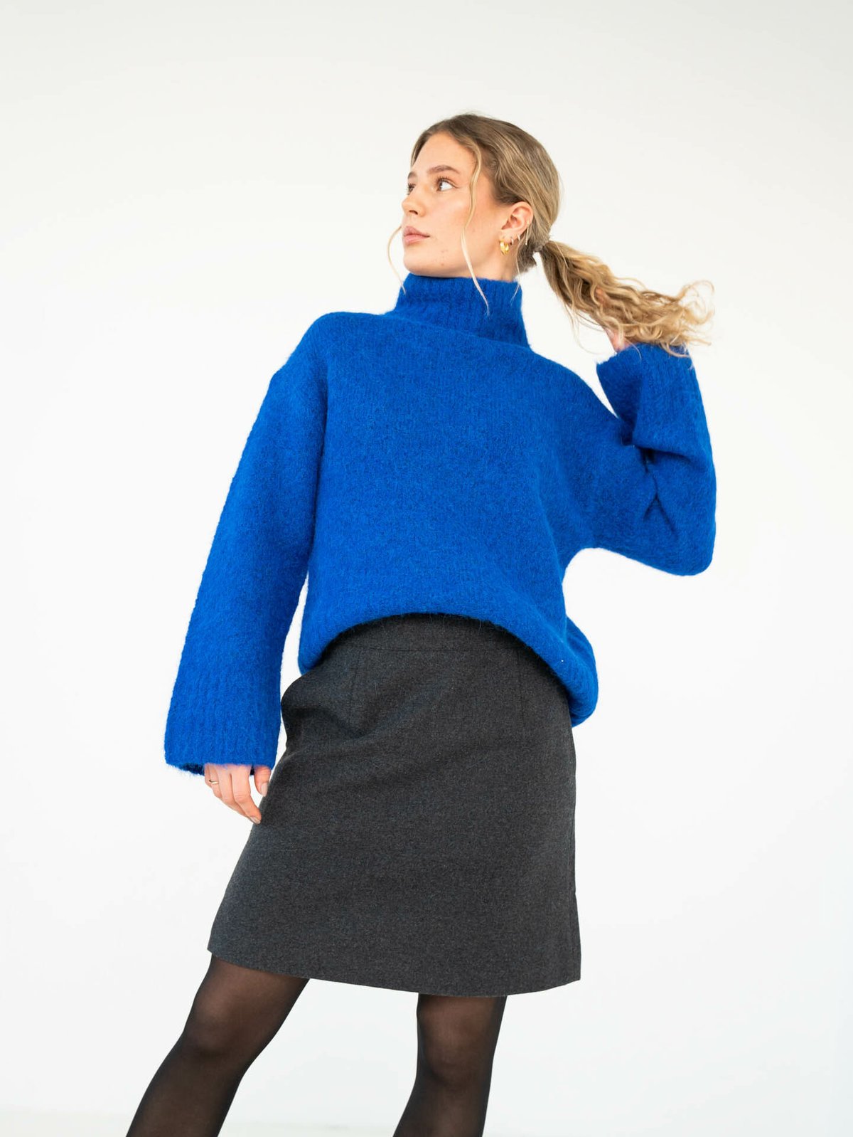 Selected Femme Gabella Long Sleeve Knit High-Neck Surf the Web Melange