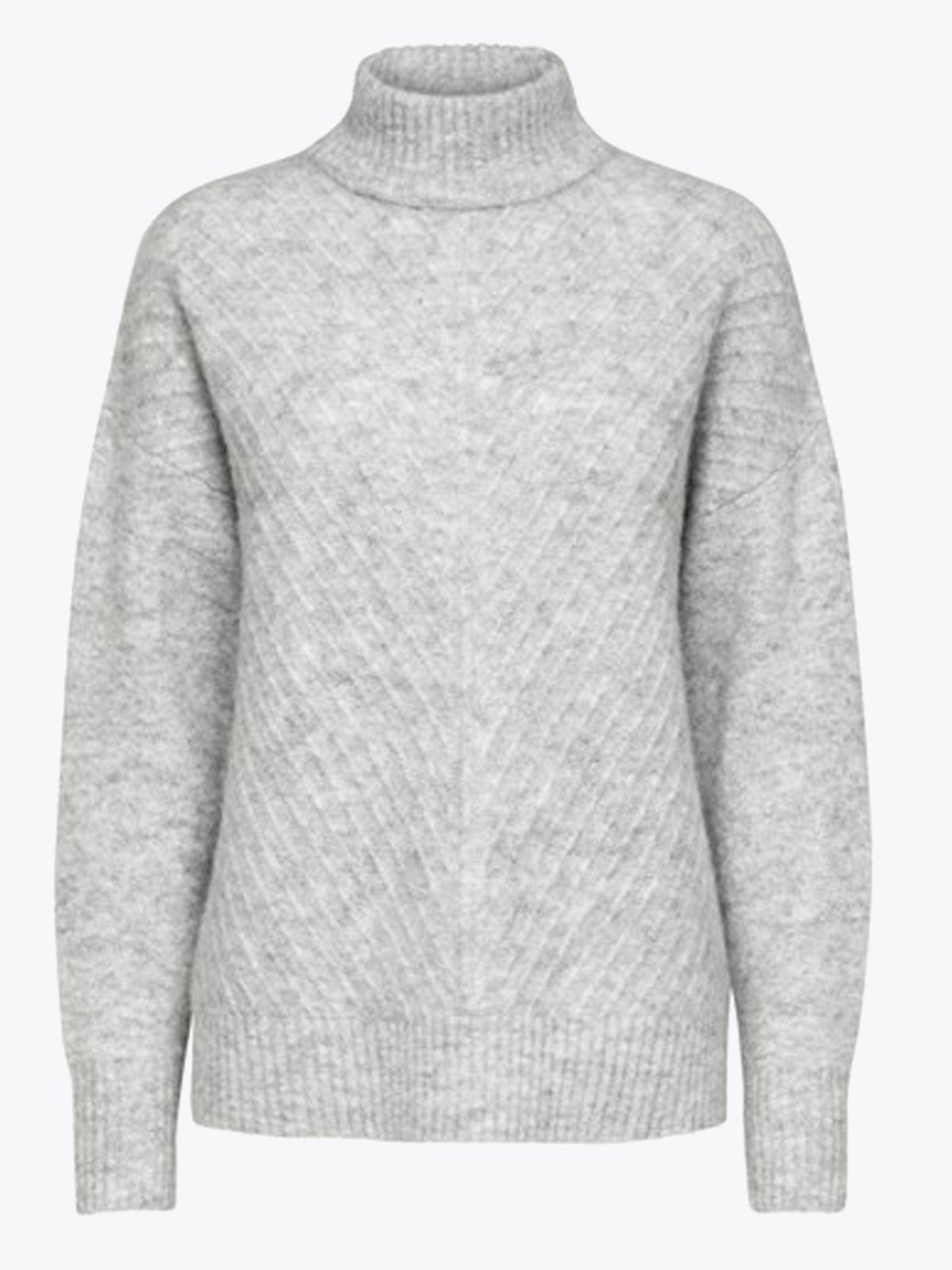 Selected Femme Sif Sisse Long Sleeve Knit Highneck Light Grey Melange