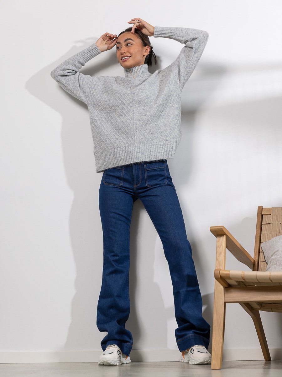 Selected Femme Sif Sisse Long Sleeve Knit Highneck Light Grey Melange