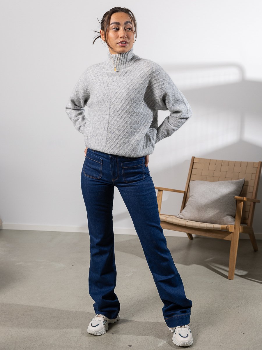 Selected Femme Sif Sisse Long Sleeve Knit Highneck Light Grey Melange