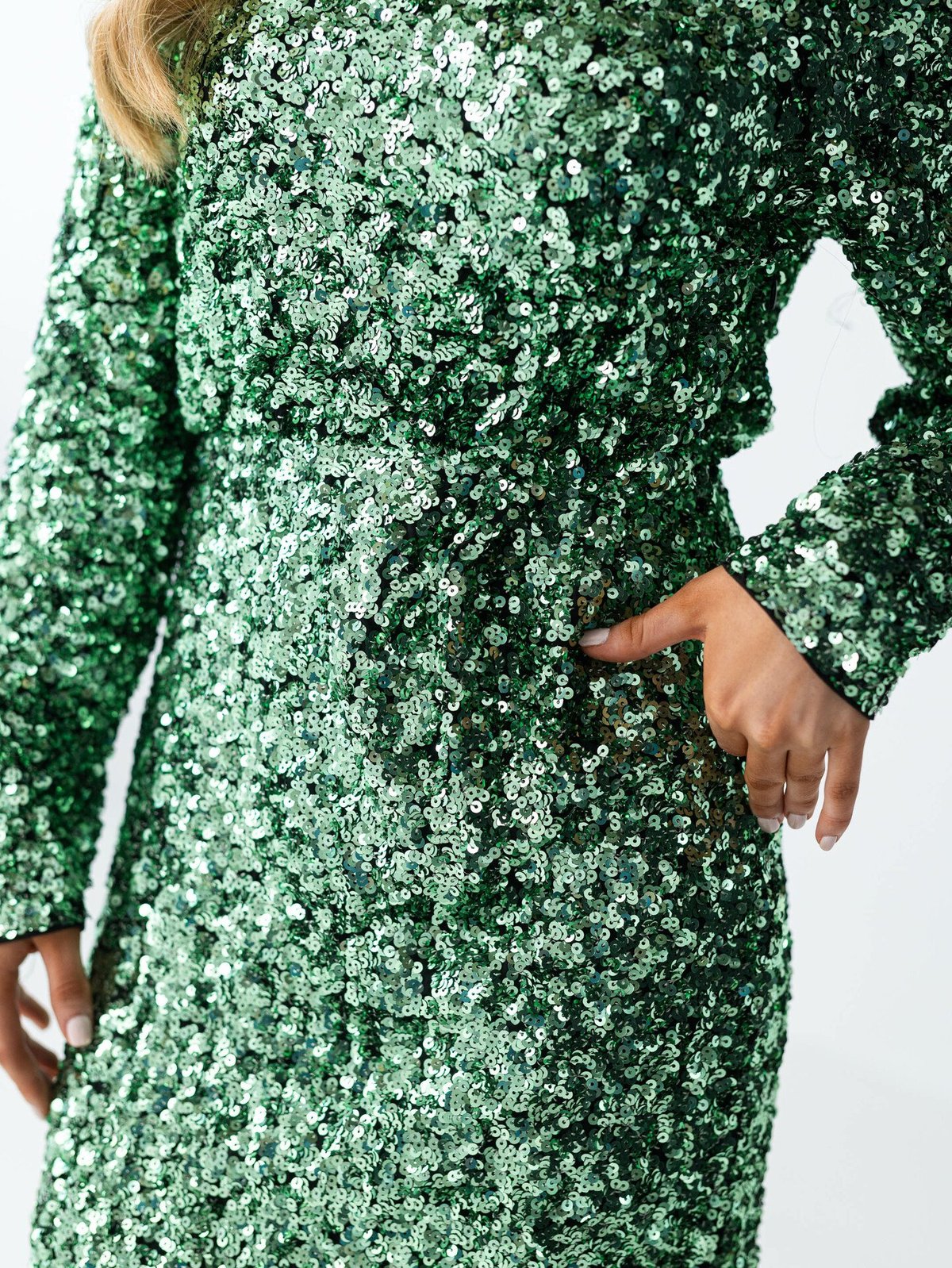 Selected Femme Colyn Long Sleeve Short Sequins Dress Loden Frost