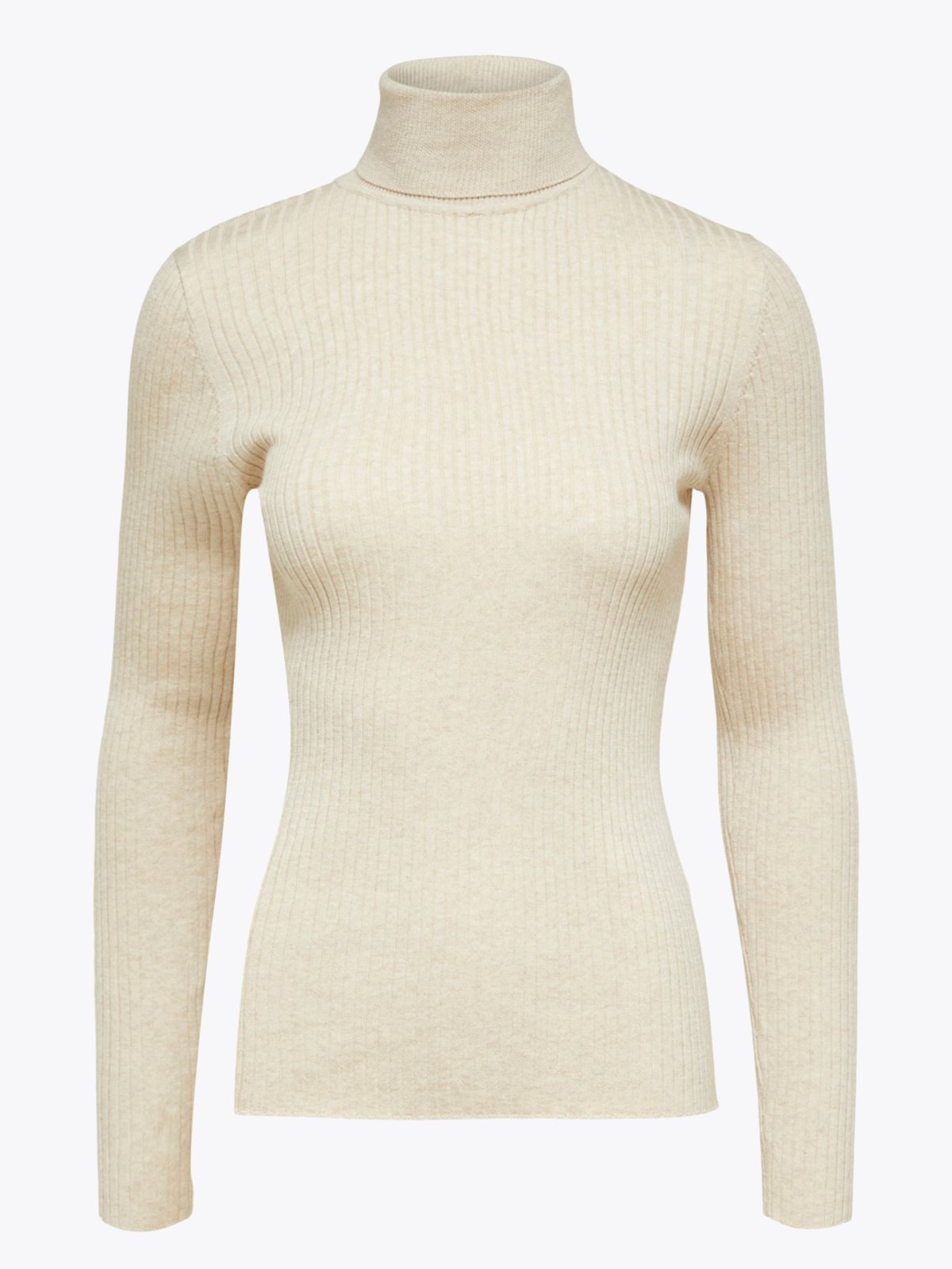 Selected Femme Lydia Costa Long Sleeve Knit Rollneck Birch Melange