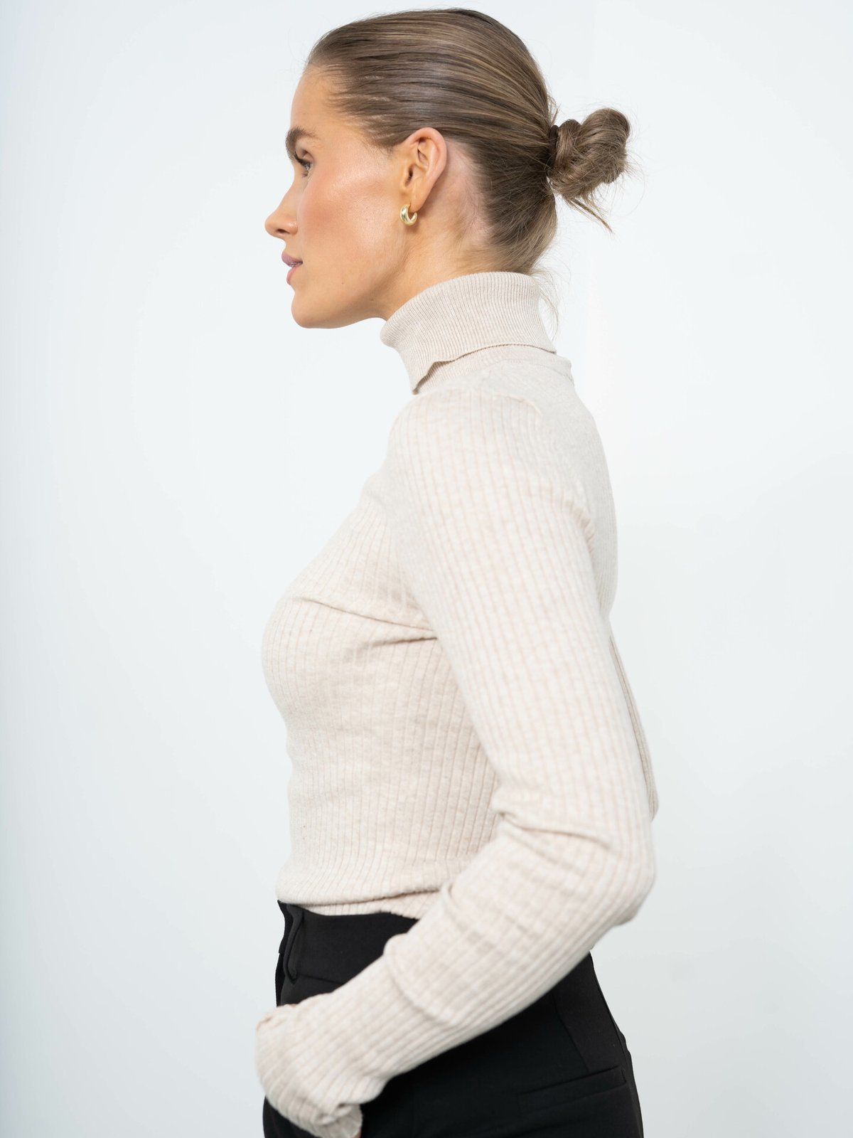 Selected Femme Lydia Costa Long Sleeve Knit Rollneck Birch Melange