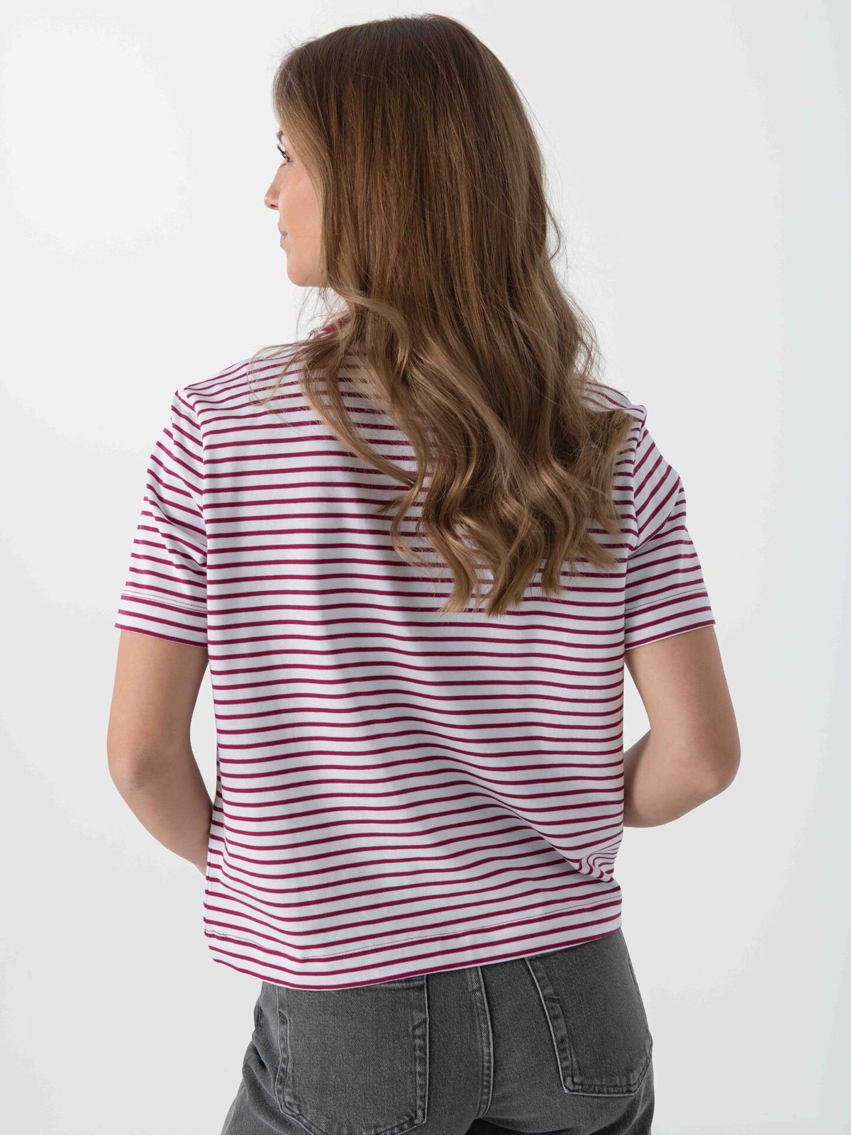 Selected Femme Essential Short Sleeve Striped Boxy Tee Anemone