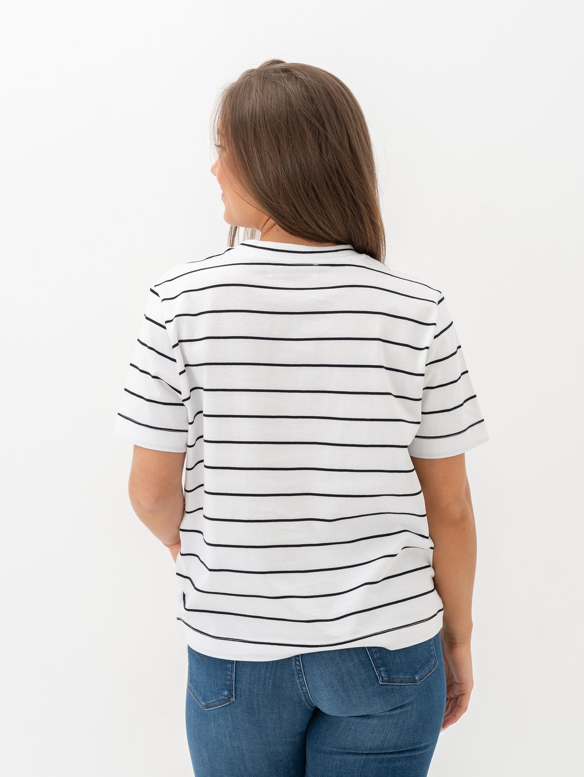 Selected Femme Essential Short Sleeve Striped Boxy Tee Bright White BLACK - WIDE/THIN STRIPES