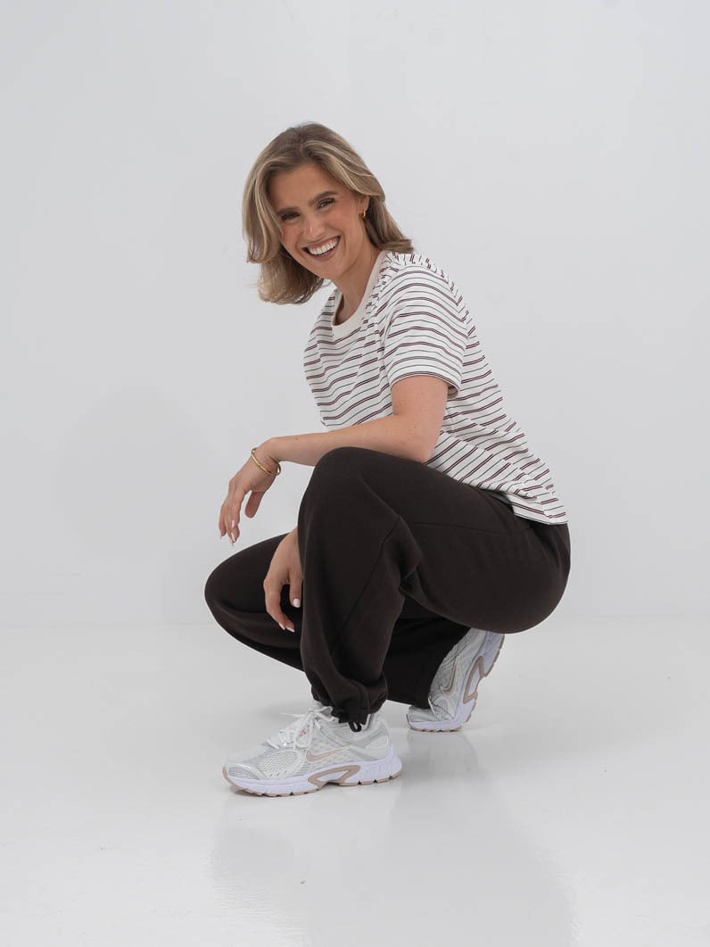 Selected Femme Essential Short Sleeve Striped Boxy Tee Tawny Port