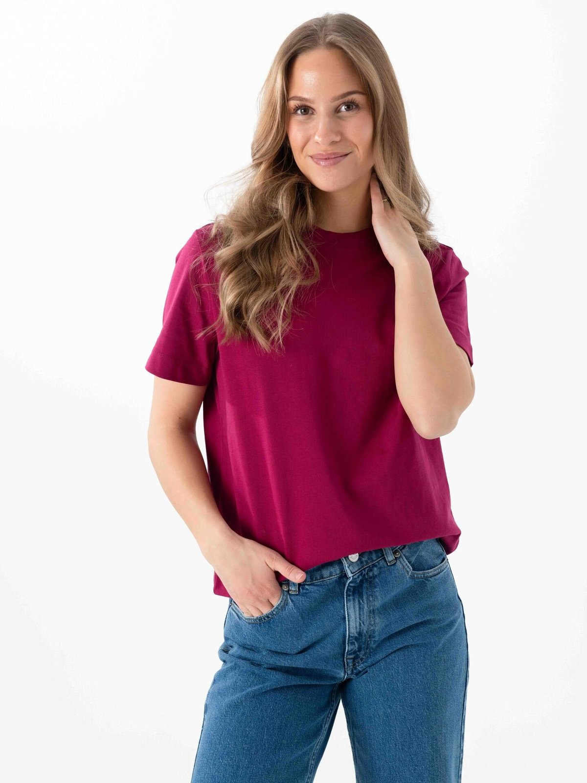 Selected Femme Essential Short Sleeve Boxy Tee Anemone