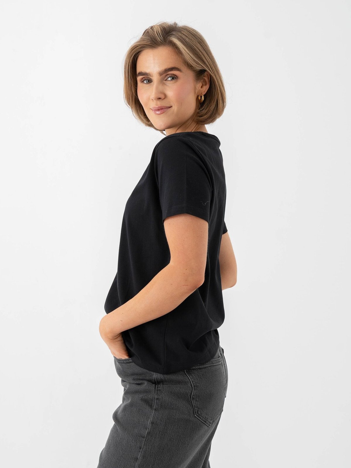Selected Femme Essential Short Sleeve Boxy Tee Black