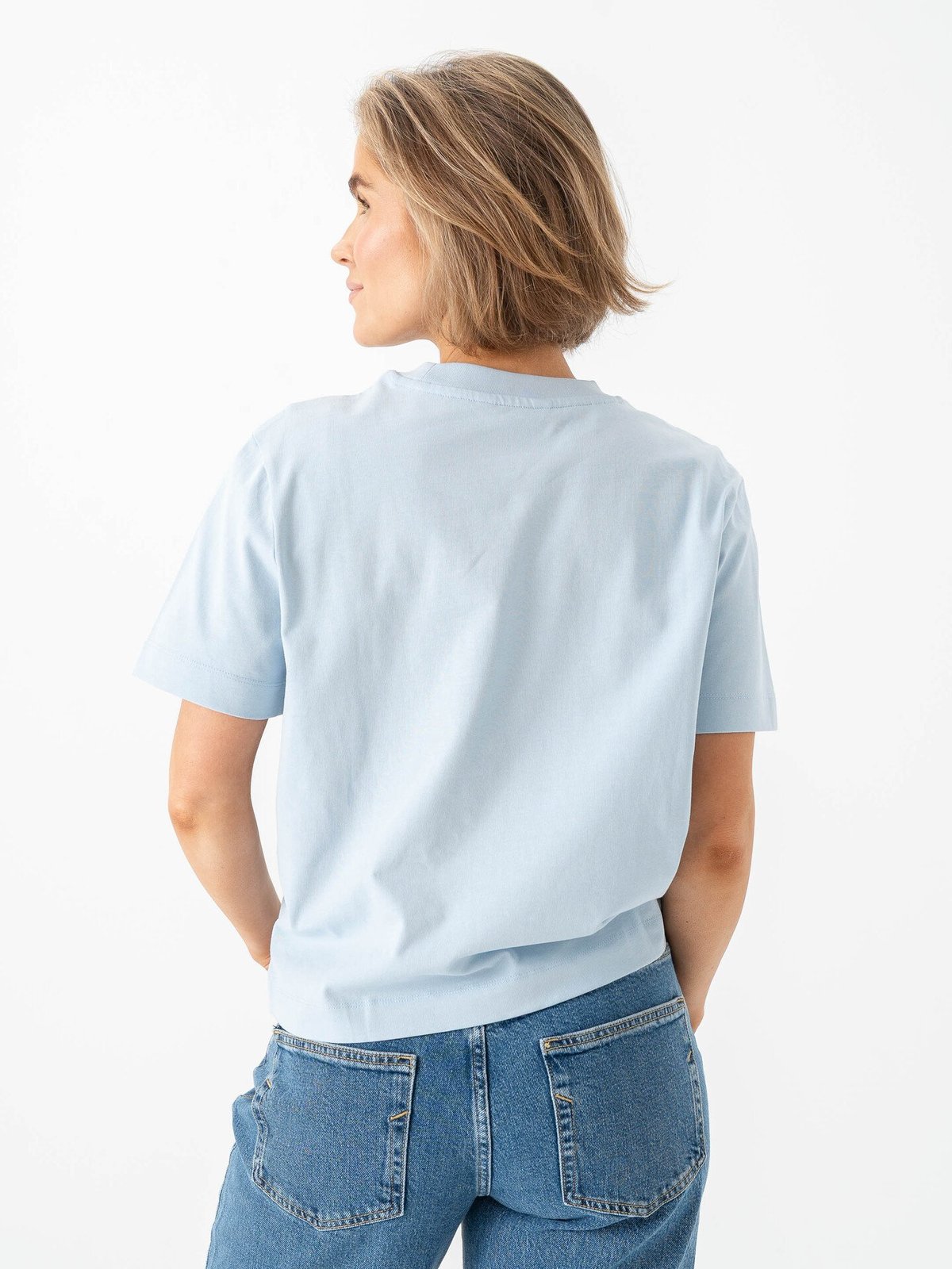 Selected Femme Essential Short Sleeve Boxy Tee Cashmere Blue