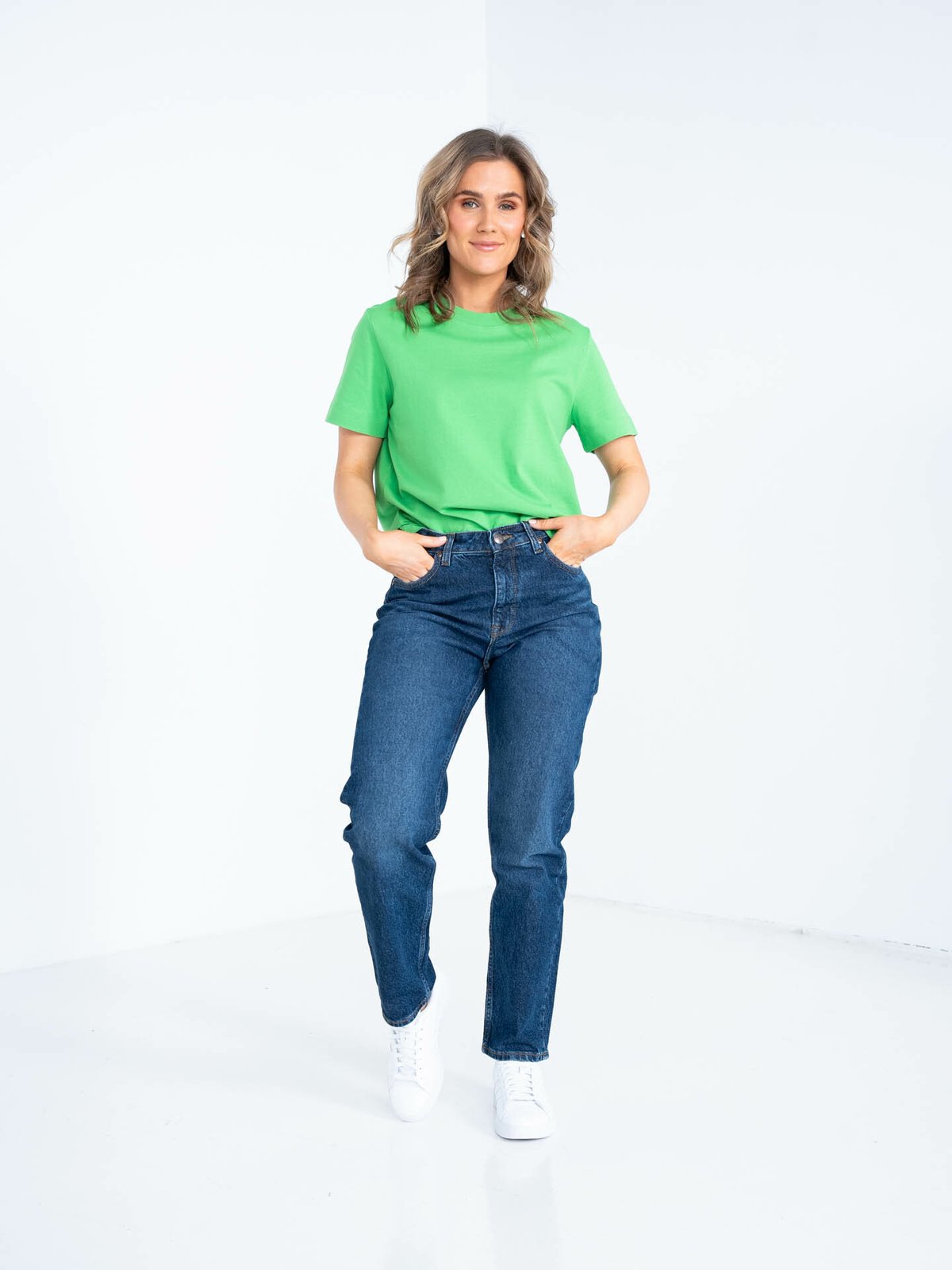 Selected Femme Essential Short Sleeve Boxy Tee Classic Green