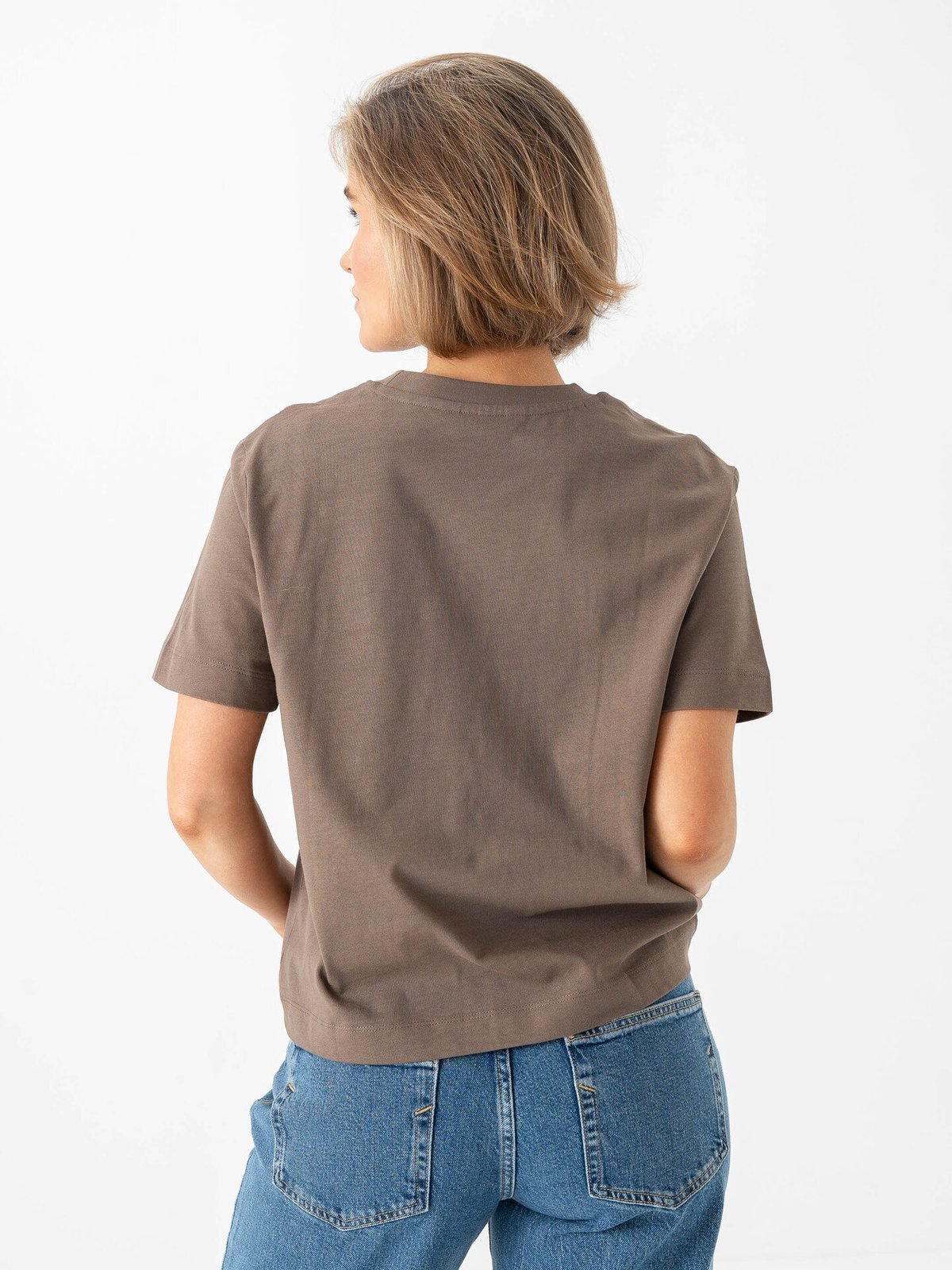 Selected Femme Essential Short Sleeve Boxy Tee Chocolate Chip
