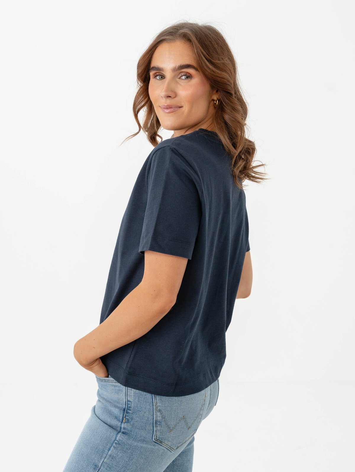 Selected Femme Essential Short Sleeve Boxy Tee Dark Sapphire