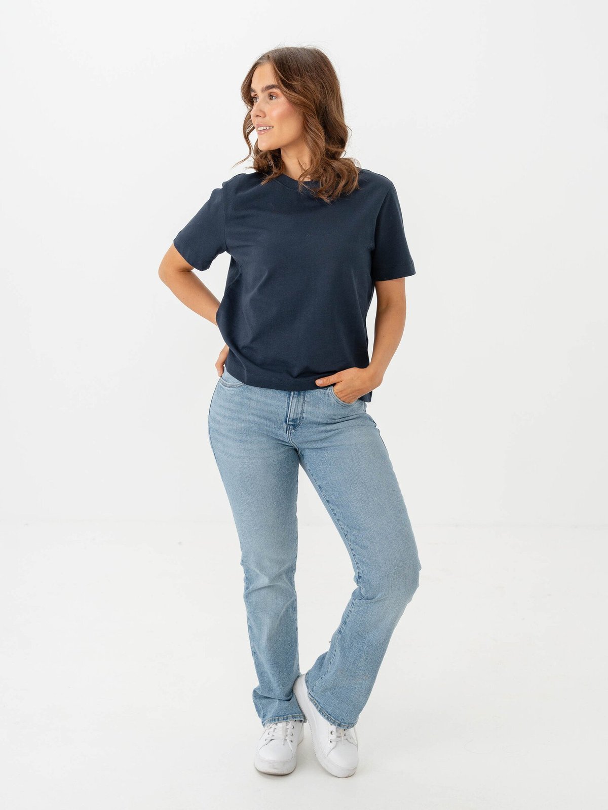 Selected Femme Essential Short Sleeve Boxy Tee Dark Sapphire