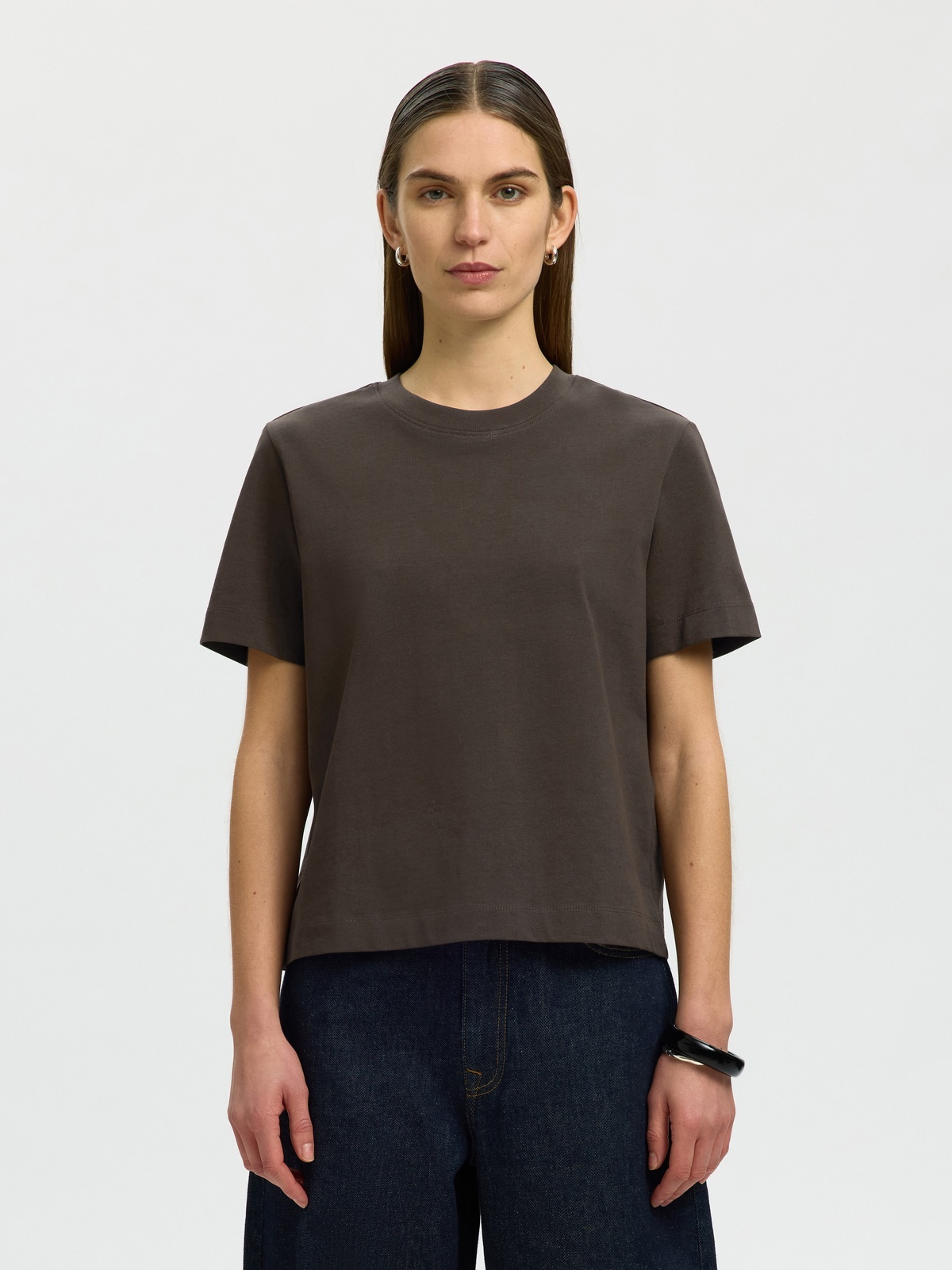 Selected Femme Essential Short Sleeve Boxy Tee Delicioso