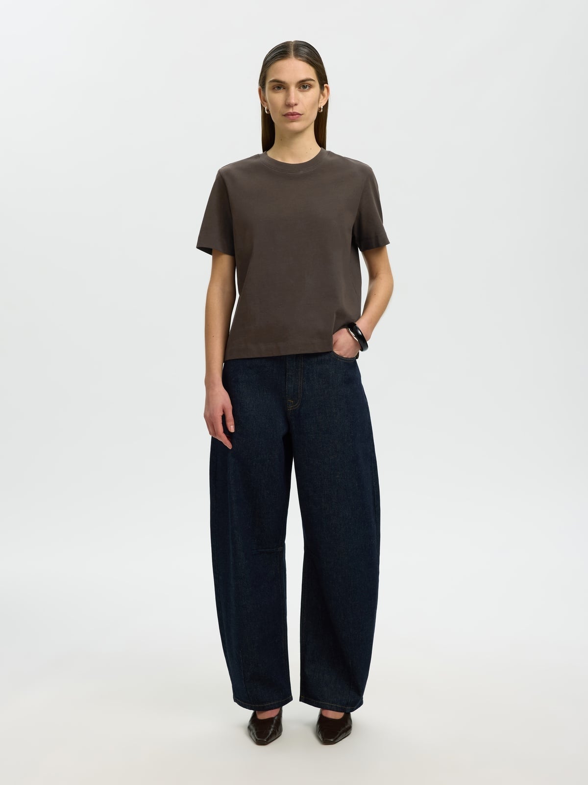 Selected Femme Essential Short Sleeve Boxy Tee Delicioso