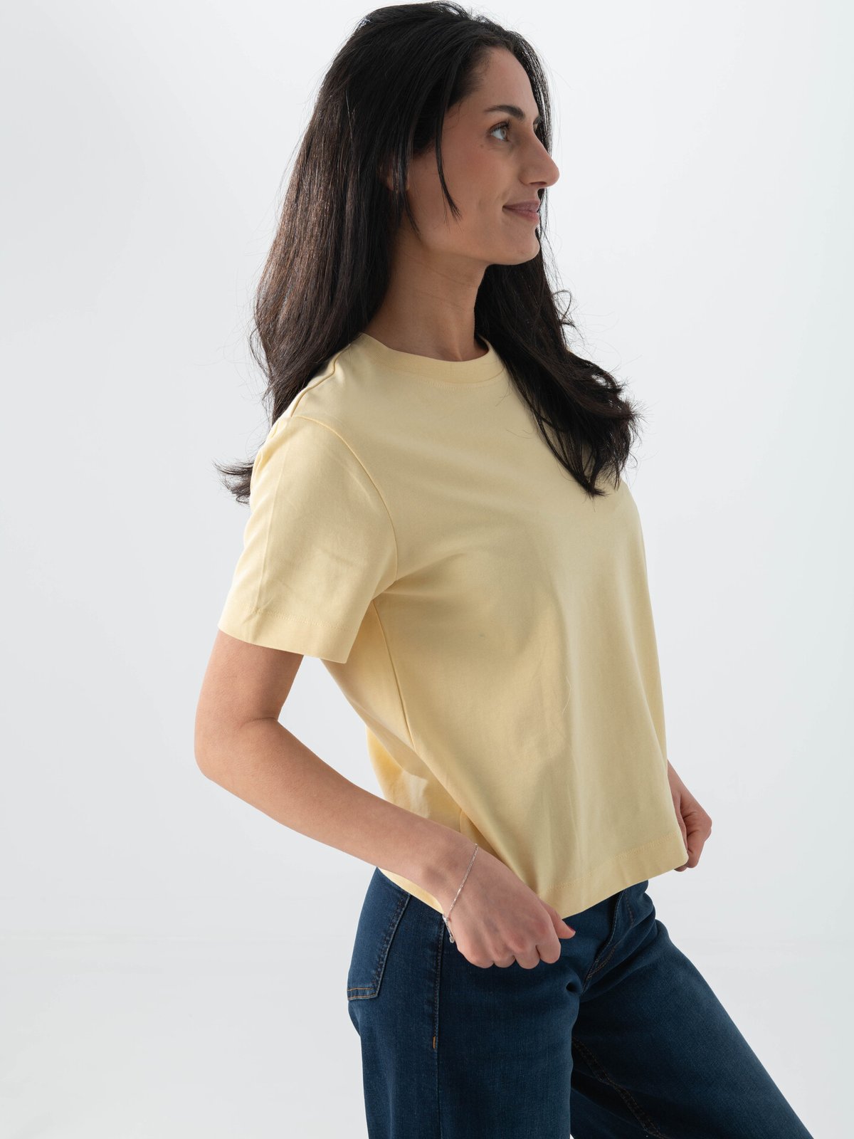 Selected Femme Essential Short Sleeve Boxy Tee Italian Straw