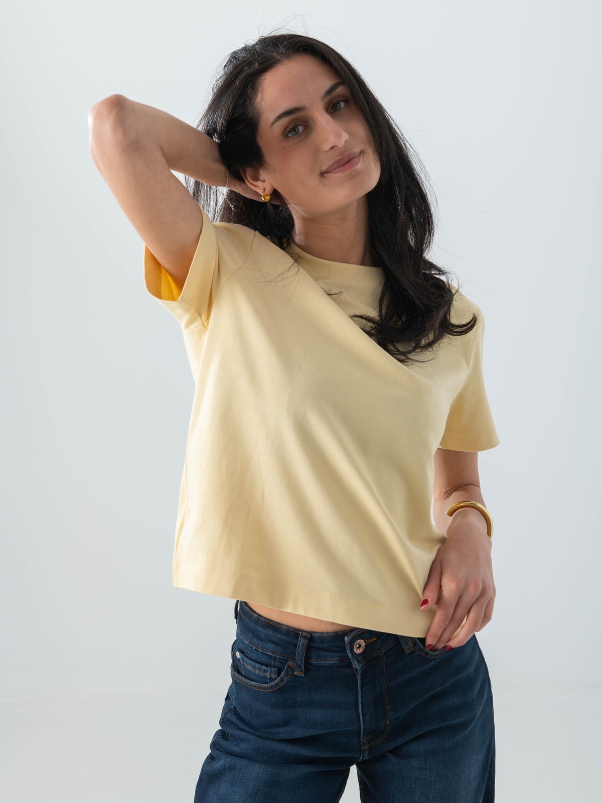 Selected Femme Essential Short Sleeve Boxy Tee Italian Straw