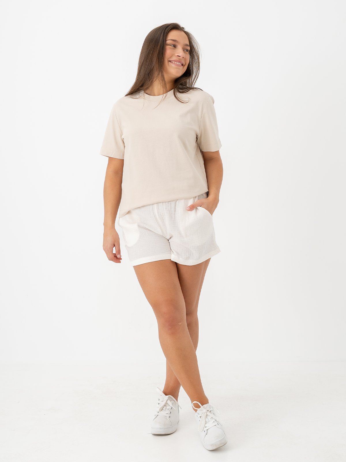 Selected Femme Essential Short Sleeve Boxy Tee Oatmeal