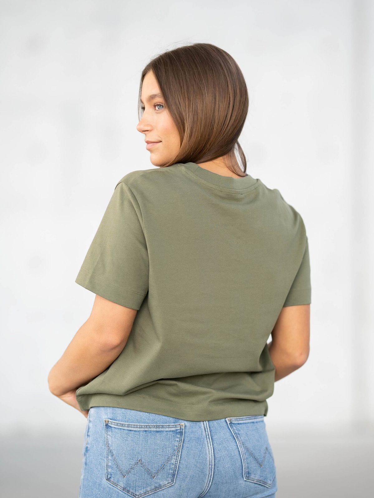 Selected Femme Essential Short Sleeve Boxy Tee Olivine