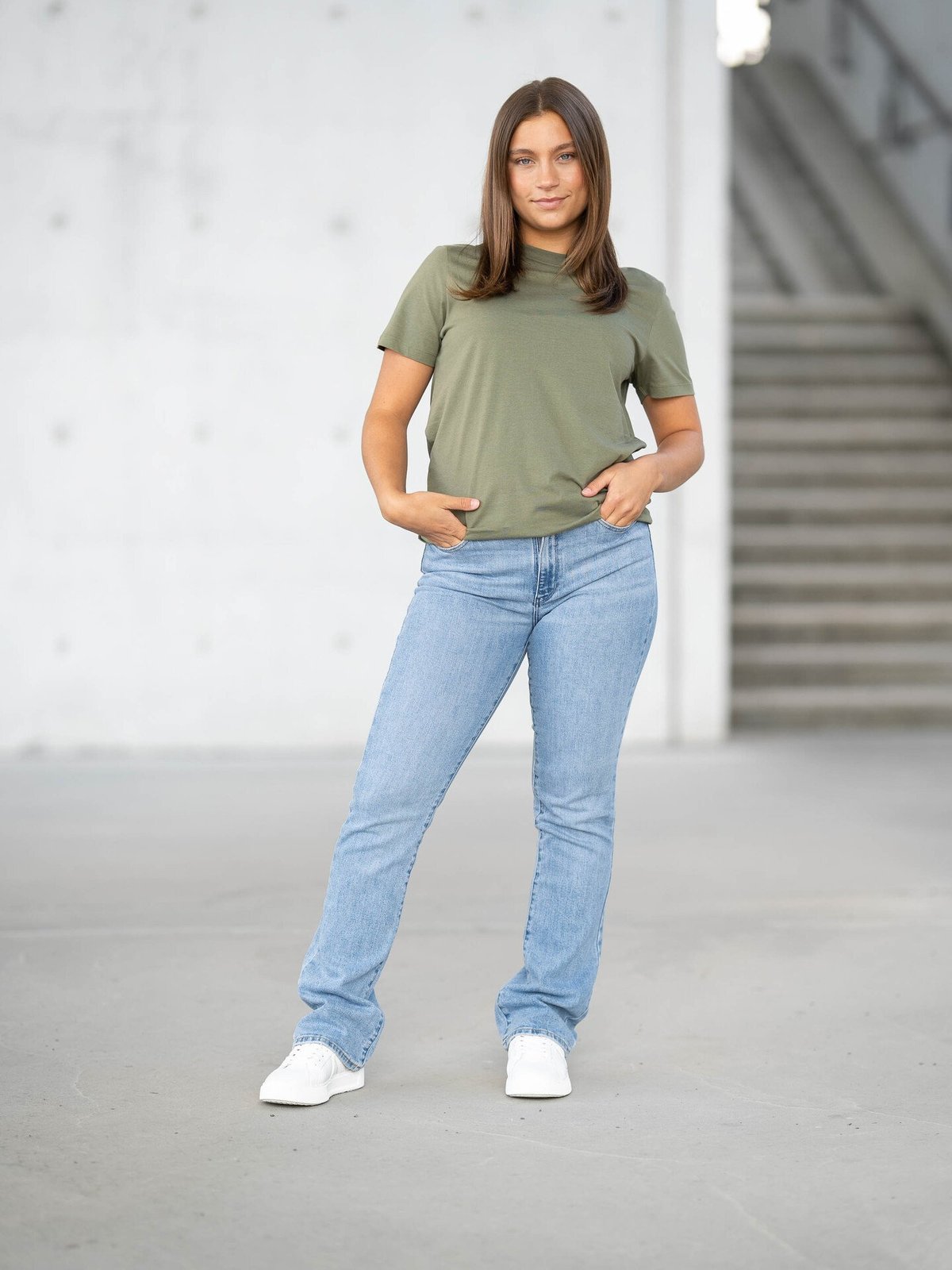 Selected Femme Essential Short Sleeve Boxy Tee Olivine