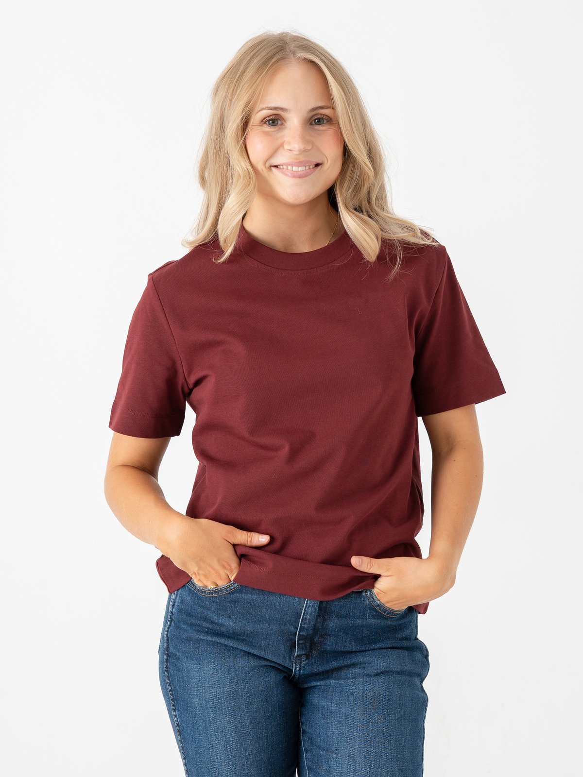 Selected Femme Essential Short Sleeve Boxy Tee Tawny Port