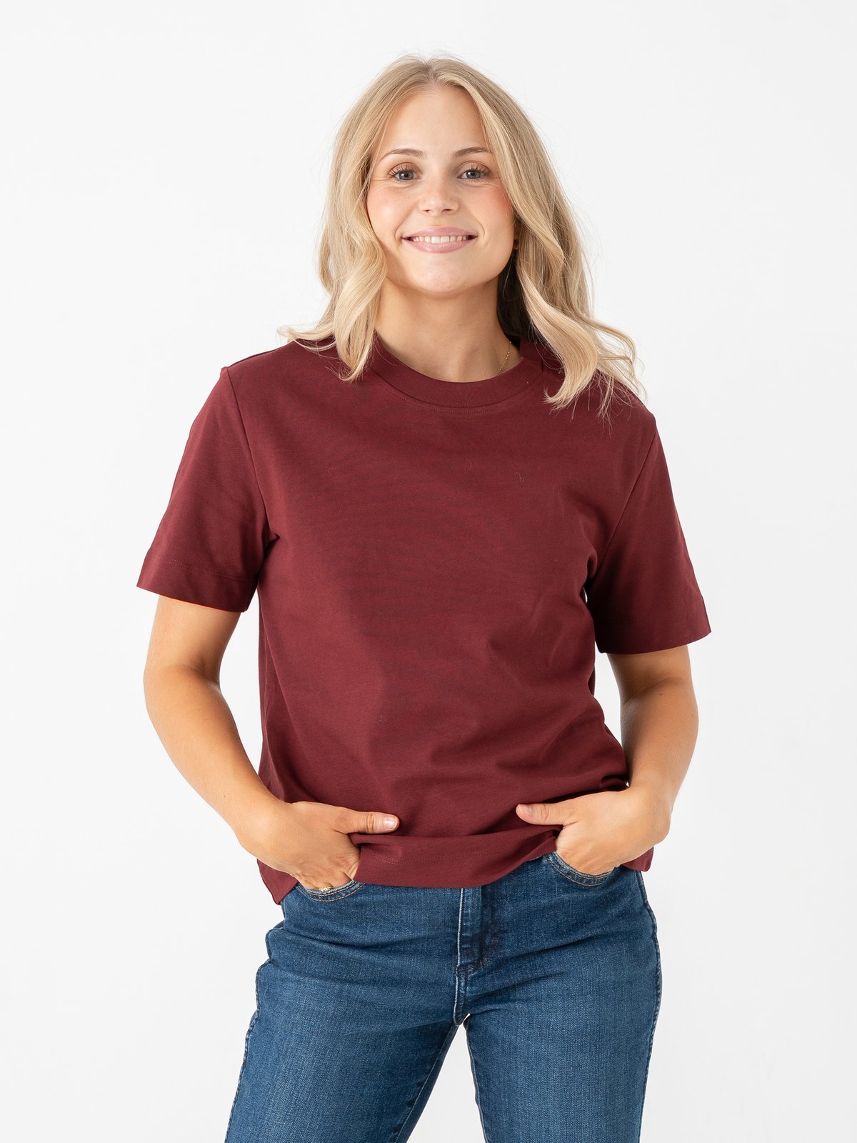 Selected Femme Essential Short Sleeve Boxy Tee Tawny Port