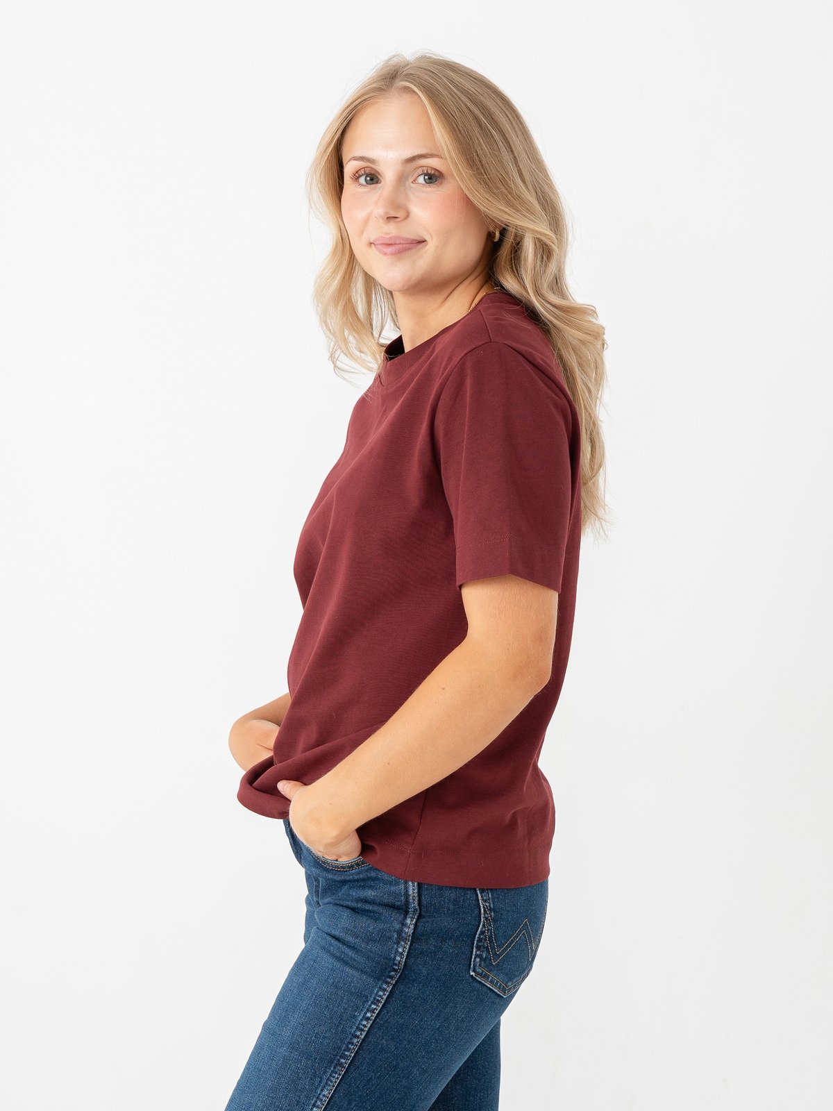 Selected Femme Essential Short Sleeve Boxy Tee Tawny Port