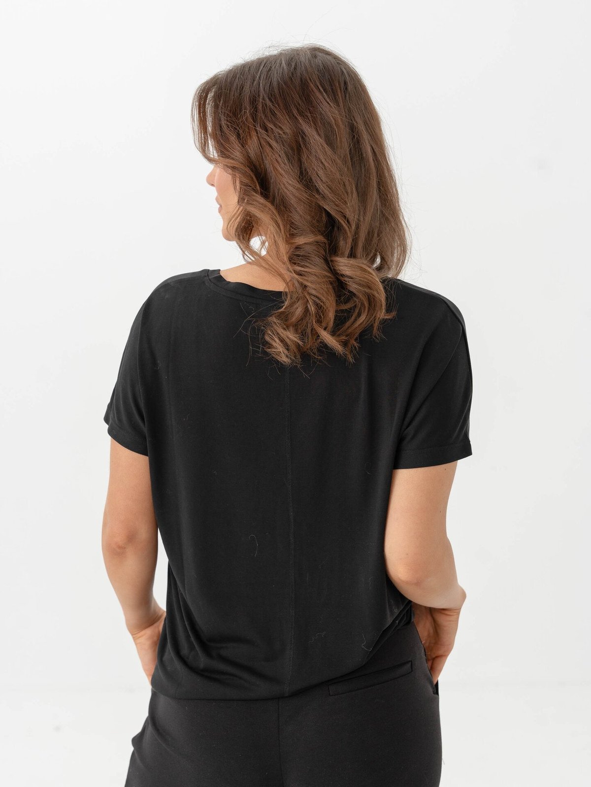Selected Femme Essential Short Sleeve V-Neck Tee Black