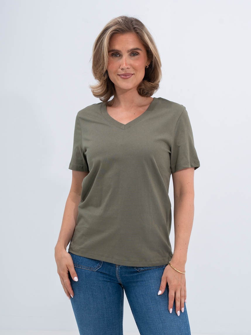 Selected Femme Essential Short Sleeve V-Neck Tee Kalamata