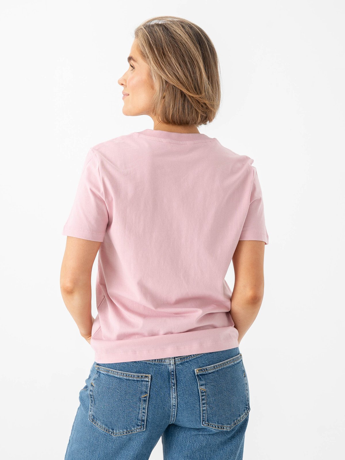 Selected Femme Essential Short Sleeve V-Neck Tee Bleached Mauve
