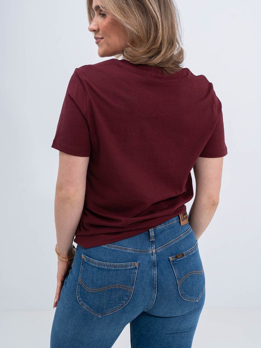 Selected Femme Essential Short Sleeve V-Neck Tee Tawny Port