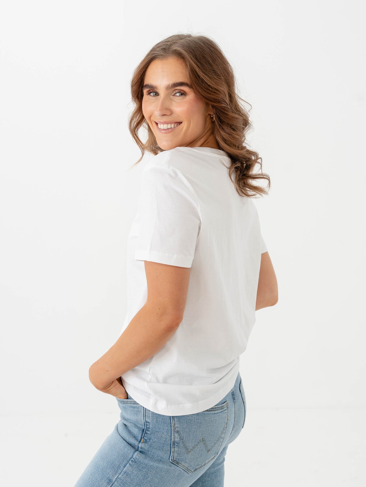 Selected Femme Essential Short Sleeve V-Neck Tee Bright White